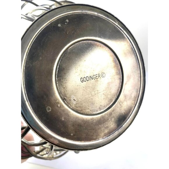 Godinger Silver Plated Wire Wine Basket With Grape & Leaf Design - Picture 5 of 7